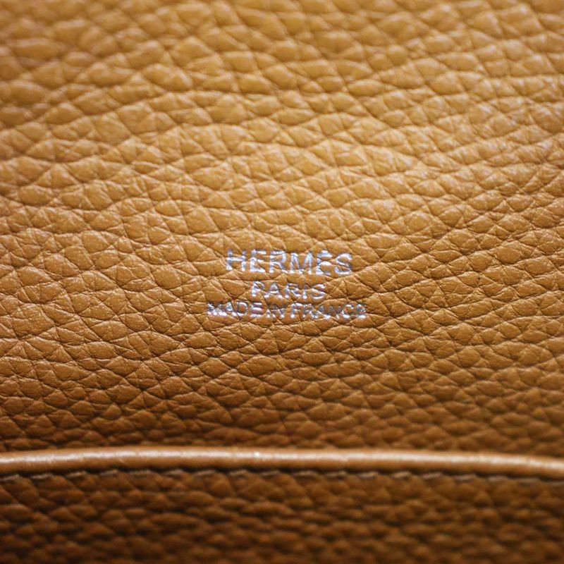 Hermes L Engraved 2008 Good News PM Leather Shoulder Bag Gold