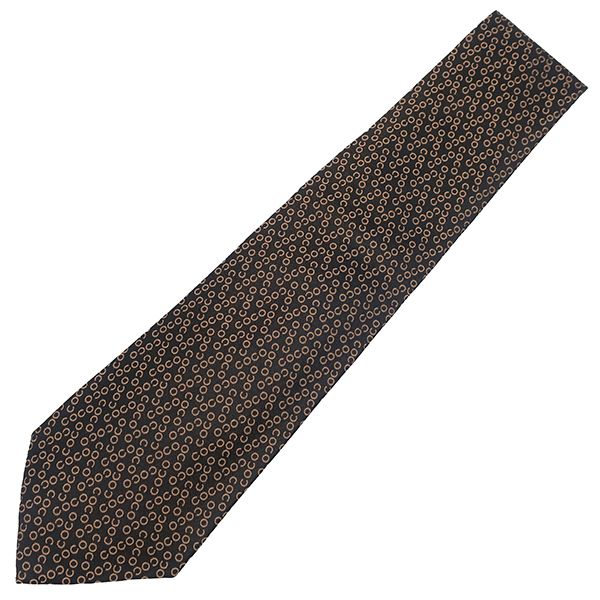 Chanel Necktie Co Pattern 9.5cm (3.74in) Silk Black and Gold Black Alphabet