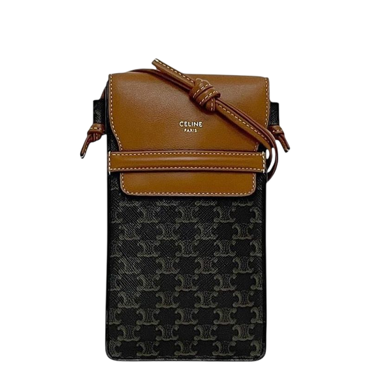 Celine Shoulder Bag Fon Shoulder Black Brown Triomphe