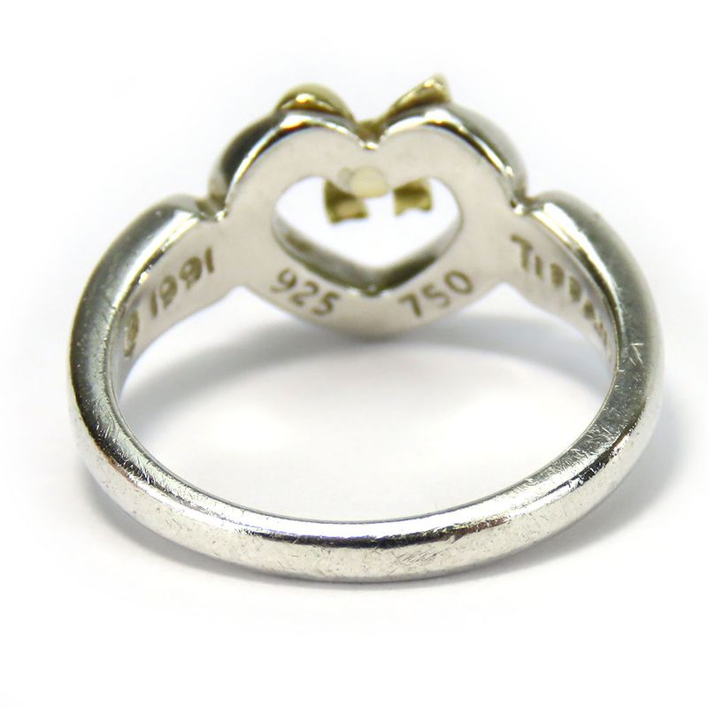 Tiffany & Co Ring ・ Ring Heart Ribbon Silver 925 18K Yellow Gold Approx 3.5g