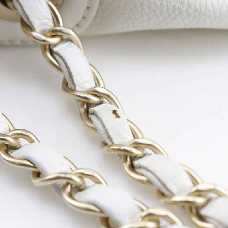 Chanel Chain Shoulder Coco Double Chain A46041 Lambskin White Ladies Shoulder
