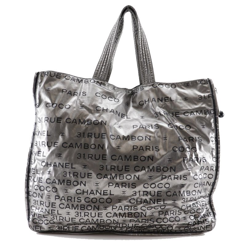 Chanel Unlimited Logo Coco Mark A46113 Nylon Silver Ladies Tote Bag