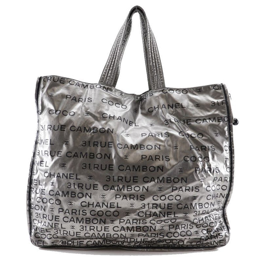 Chanel Unlimited Logo Coco Mark A46113 Nylon Silver Ladies Tote Bag