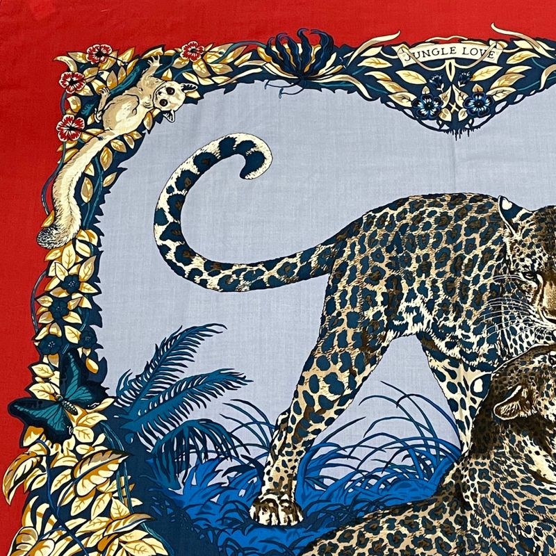 Hermes Scarf Carre 140 DIP DYE Jungle LOVE Cashmere Red