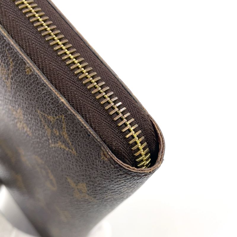 Louis Vuitton Zippy Wallet Monogram PVC Brown Round Zipper Long Wallet Gold
