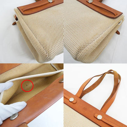 Hermes Herbag Her Bag Cabas MM Toile GM Tote Bag Hand Silver Hardware