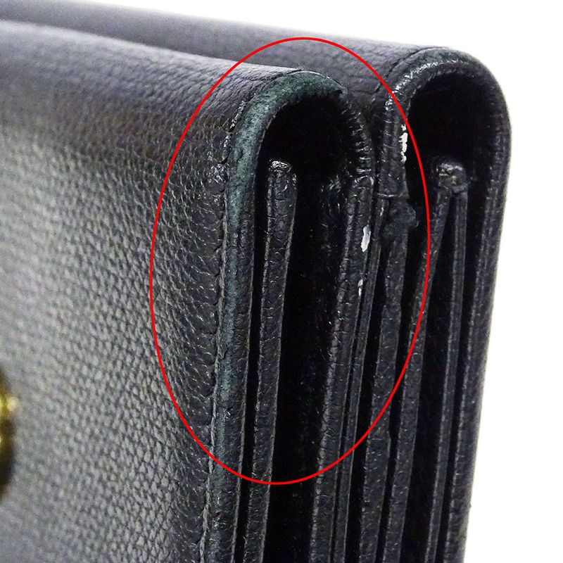 Chanel Wallet Women's Brand Bifold Wallet Coco Button Leather Black None Place