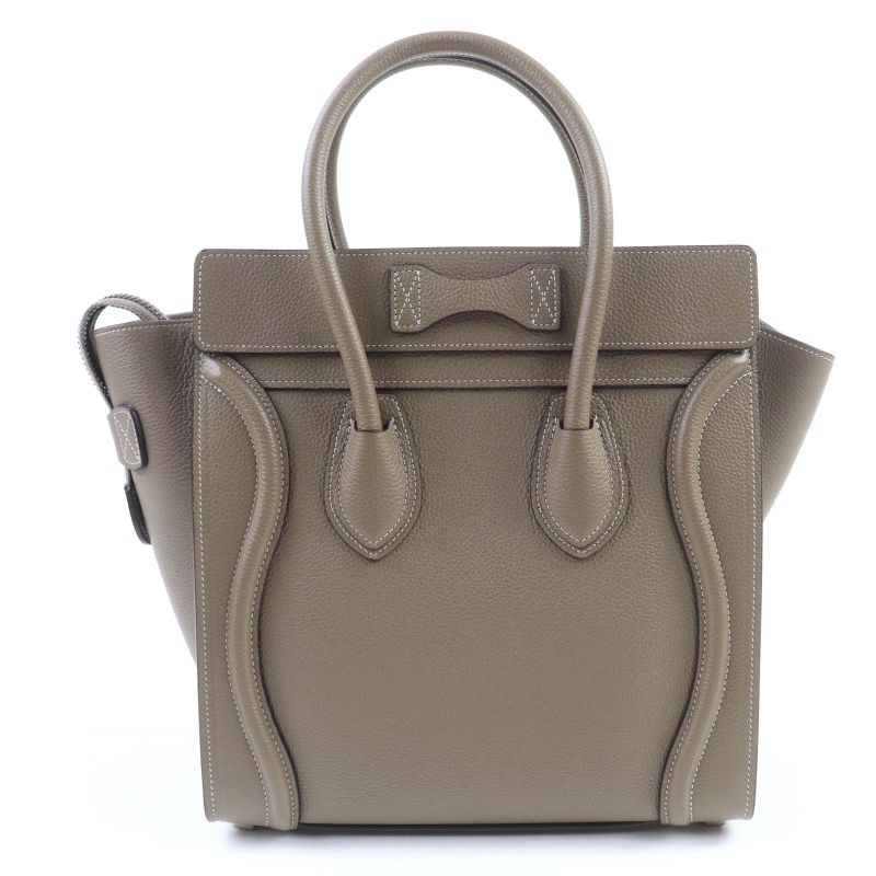 Celine 18979 Luggage Micro Shopper Drummed Calfskin Handbag With Sri Glaze