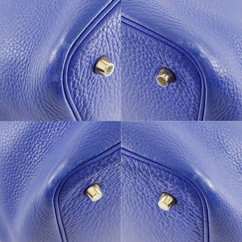 Hermes Picotin Lock 22mm (0.87in) Taurillon Clemence Blue Electric Blue/gold