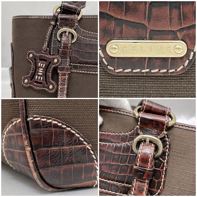 Celine Handbag Boogie Bag Brown Excellent Condition Leather Jacquard