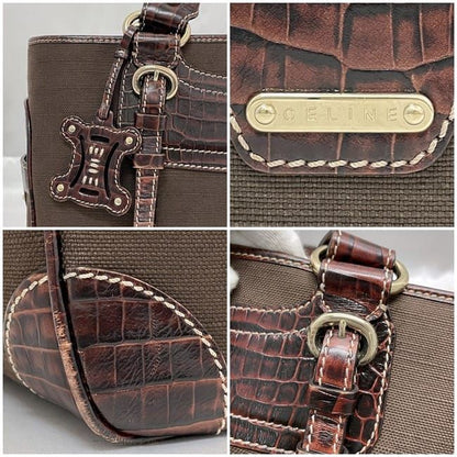 Celine Handbag Boogie Bag Brown Excellent Condition Leather Jacquard