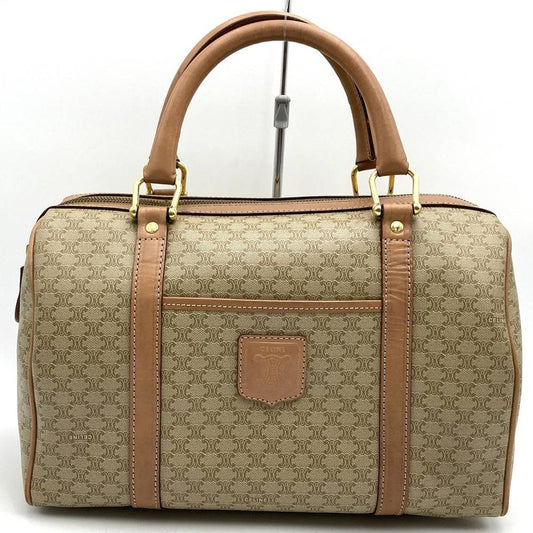 Celine M14 Handbag Mini Boston Macadam PVC Leather Beige Travel Vintage Ladies