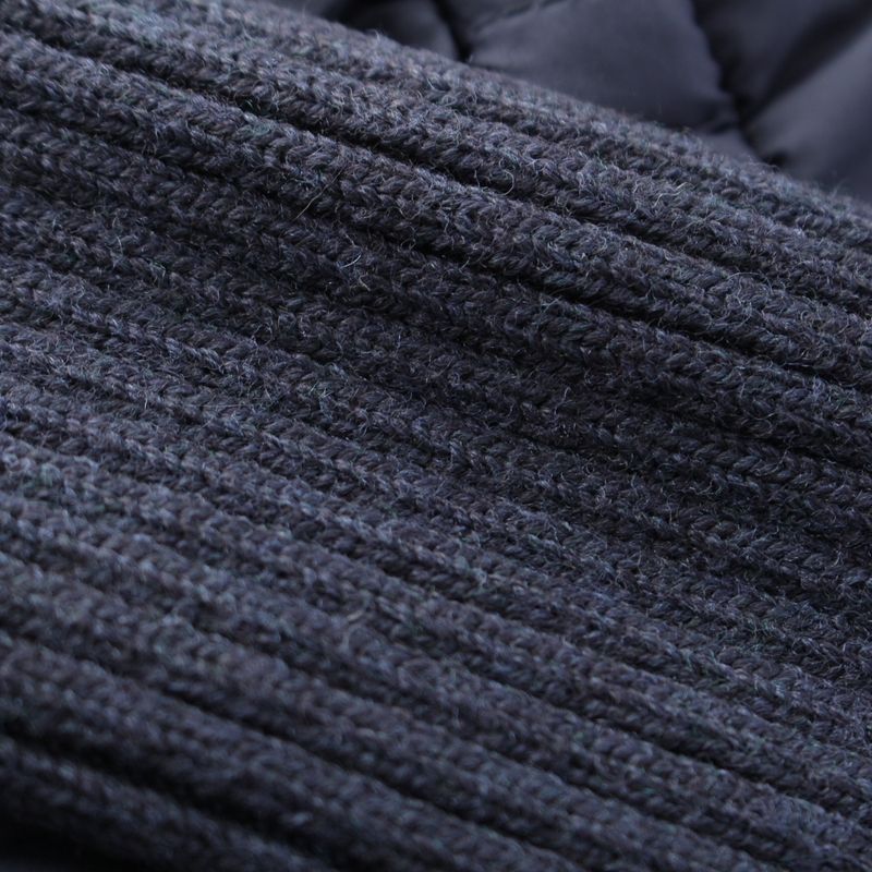 Chanel 14AW Wool Ribbed Knit Switch Down Jacket Coat Outerwear P50141 Navy 34