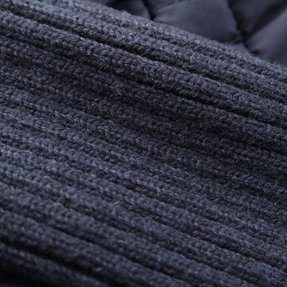 Chanel 14AW Wool Ribbed Knit Switch Down Jacket Coat Outerwear P50141 Navy 34