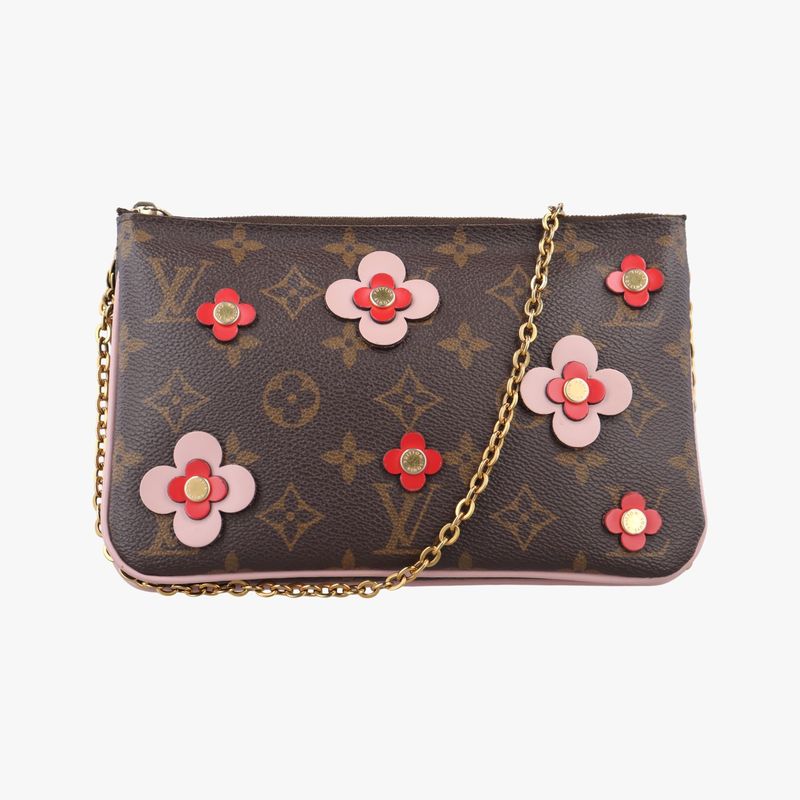 Louis Vuitton Pochette Double Zip Blooming Flower Monogram /brownish And Multi