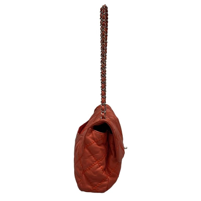 Chanel Shoulder Bag Ultra Stitch Orange Flap Bag / Silver Hardware / Chain