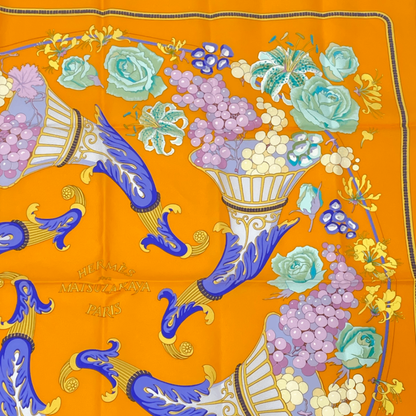 Hermes Carre 90 Scarf Silk Matsuzakaya Exclusive To Matsuzakaya Grape Blossoms