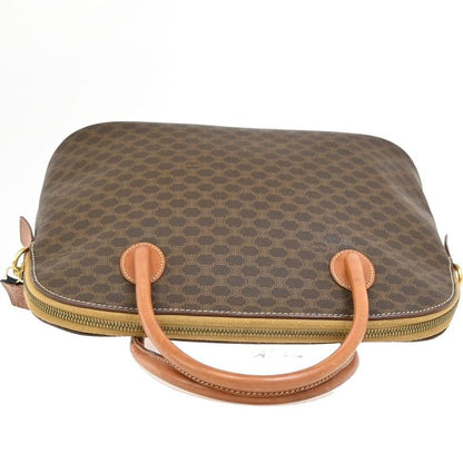 Celine Handbag Macadam Pattern Leather PVC Brown 64ka850