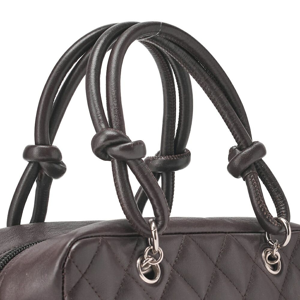Chanel Cambon Line Calfskin And Enamel Mini Tote Bag In Brown With Silver