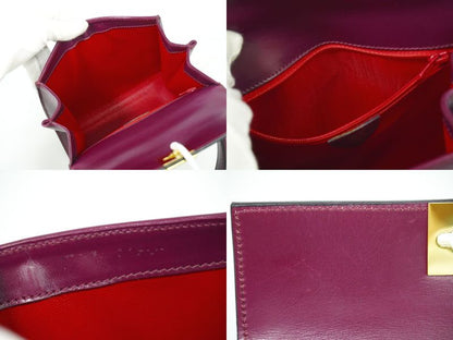 Authentic Celine Leather Handbag Purple Bag Pre-owned [follow-up Discount