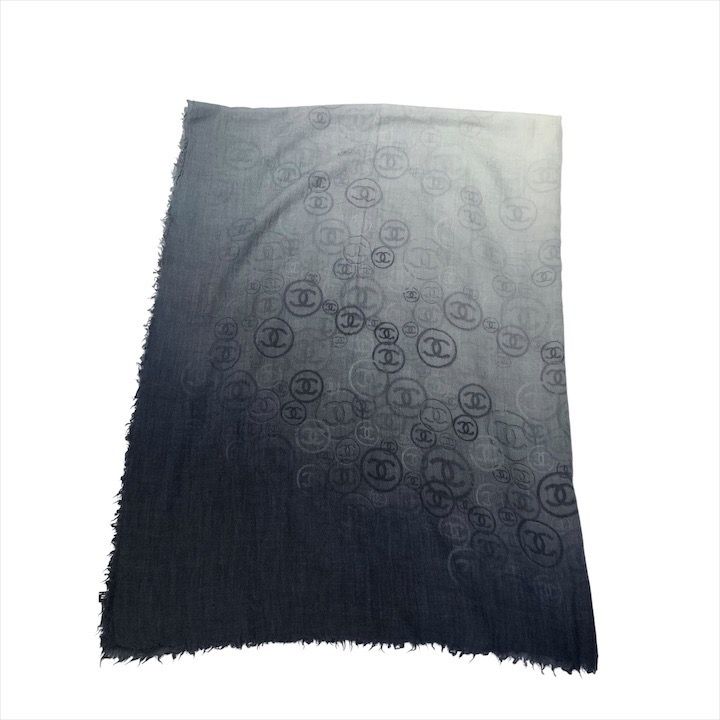 Chanel CC Logo Gradient Cashmere Large Shawl Scarf