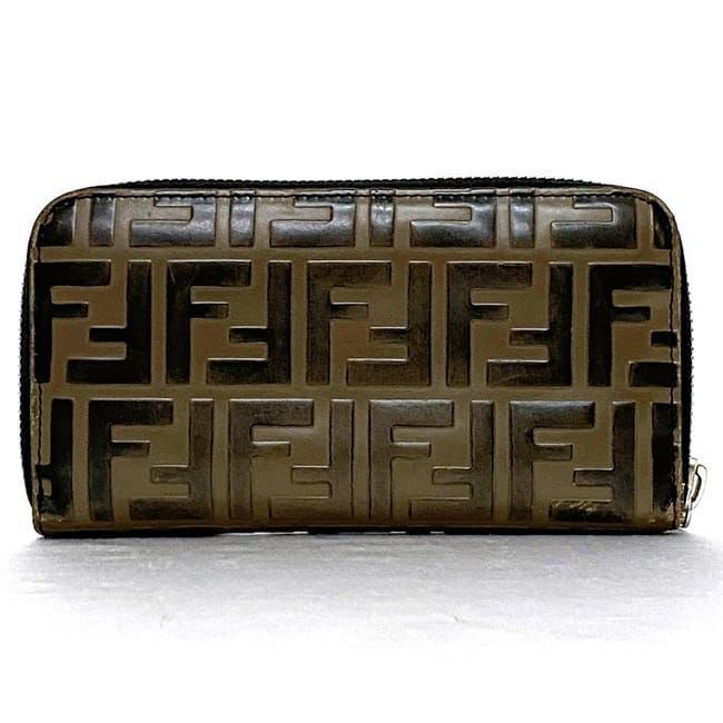 Fendi Round Zipper Long Wallet Ec22134 Brown Zucca