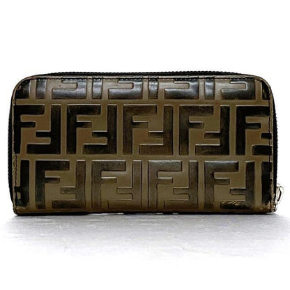 Fendi Round Zipper Long Wallet Ec22134 Brown Zucca