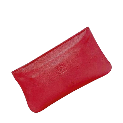 Loewe Coin Case Red Anagram Pouch Small Bag Leather Napaleather