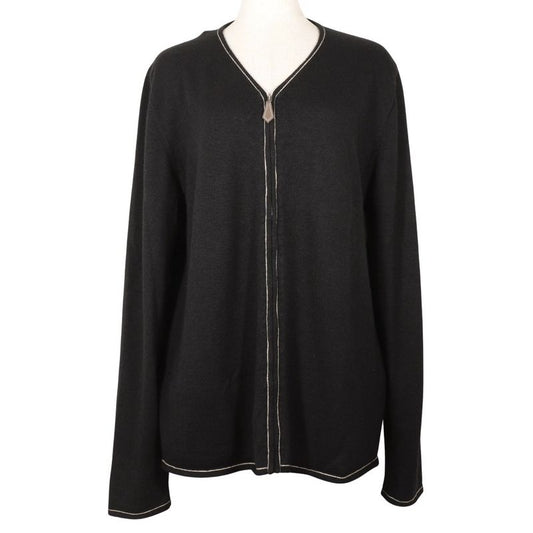 Hermes Zip-up Cashmere And Cotton Black Women's Cardigan