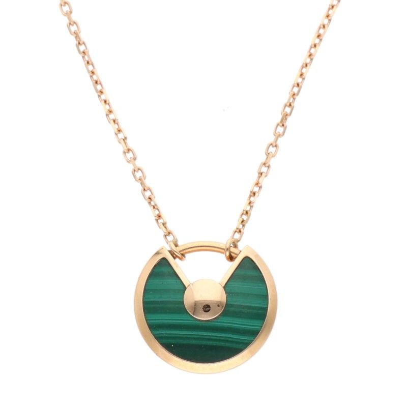 Cartier Amourette De Cartier 18K Yellow Gold Diamond Malachite Necklace Ladies