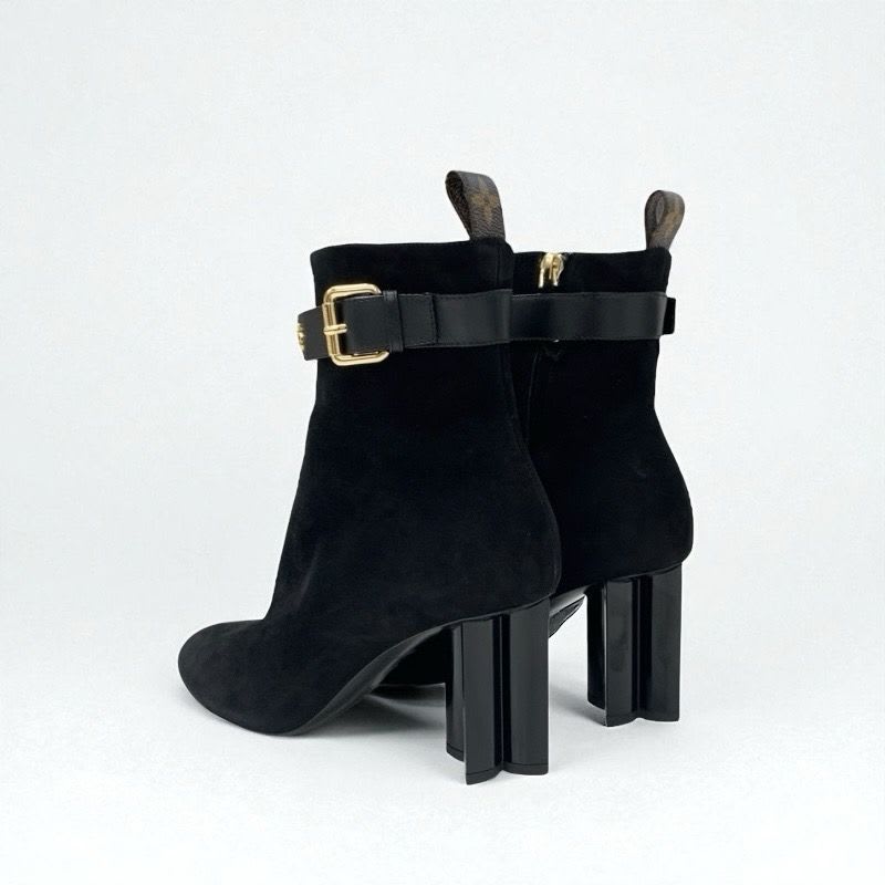 Louis Vuitton Silhouette Line Monogram Boots Short Shoes Suede Black