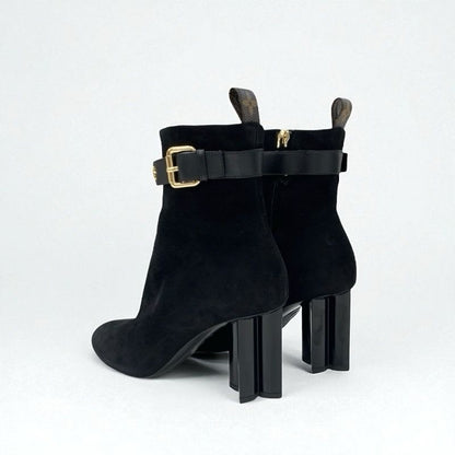 Louis Vuitton Silhouette Line Monogram Boots Short Shoes Suede Black
