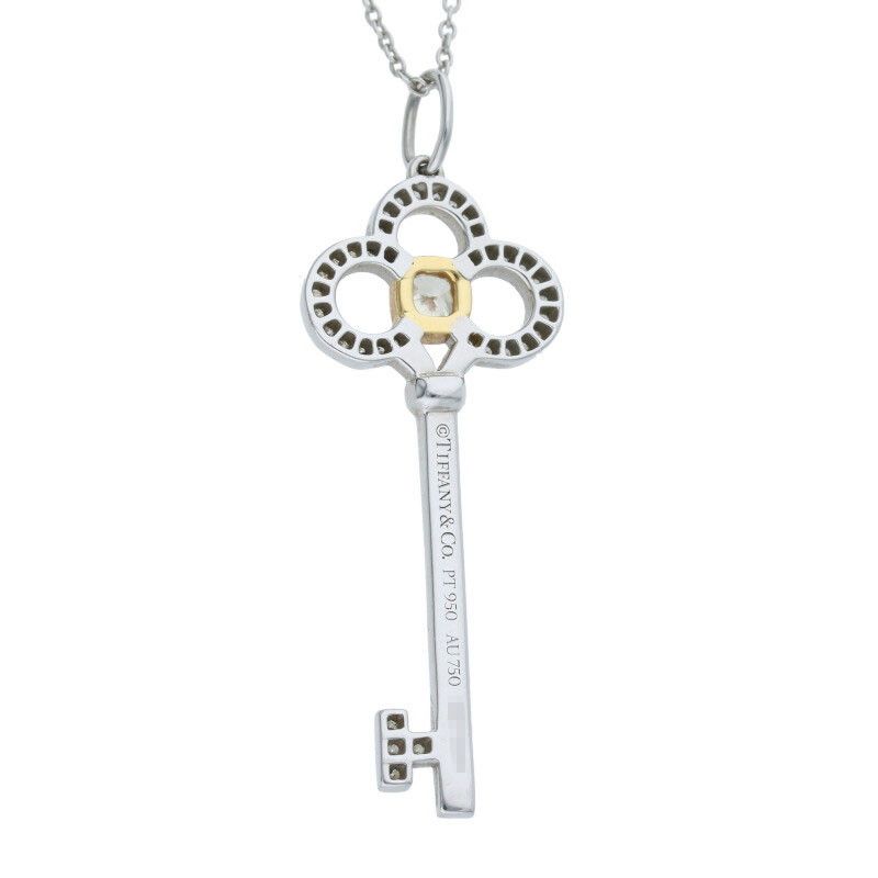 Tiffany & Co Crown Key Pt950 X 18K Diamond Necklace Ladies