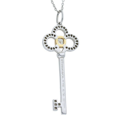 Tiffany & Co Crown Key Pt950 X 18K Diamond Necklace Ladies
