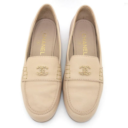 Chanel Loafers G35067 X53055 Oh875 Coco Mark Beige Gold Hardware Chain