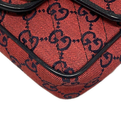 Gucci GG Marmont 661332 Red And Dark Navy Chain Shoulder Mini Bag Limited