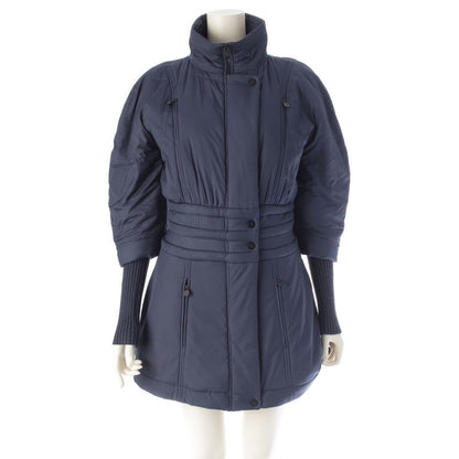 Chanel 14AW Wool Ribbed Knit Switch Down Jacket Coat Outerwear P50141 Navy 34