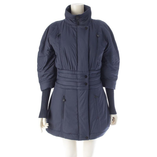 Chanel 14AW Wool Ribbed Knit Switch Down Jacket Coat Outerwear P50141 Navy 34