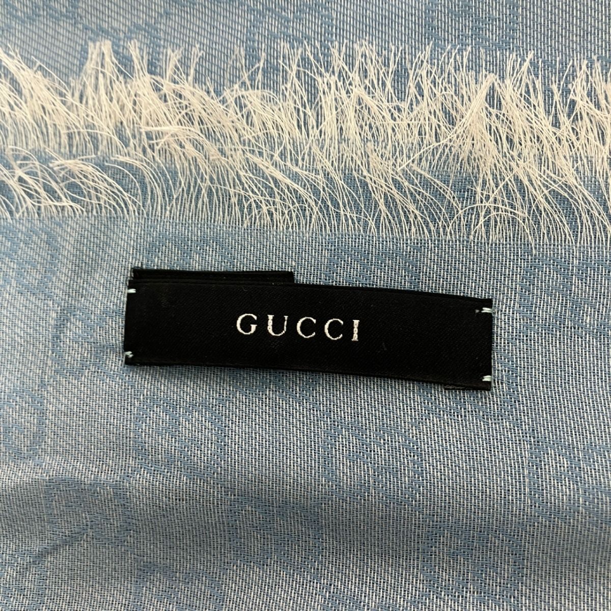 Gucci Striped Cotton Stole Sky Blue X White