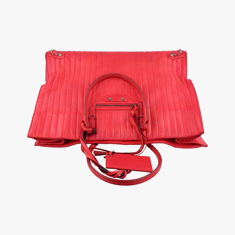 Balenciaga Quilted Paper A4 Tote Bag Red Leather 2367016502 515859