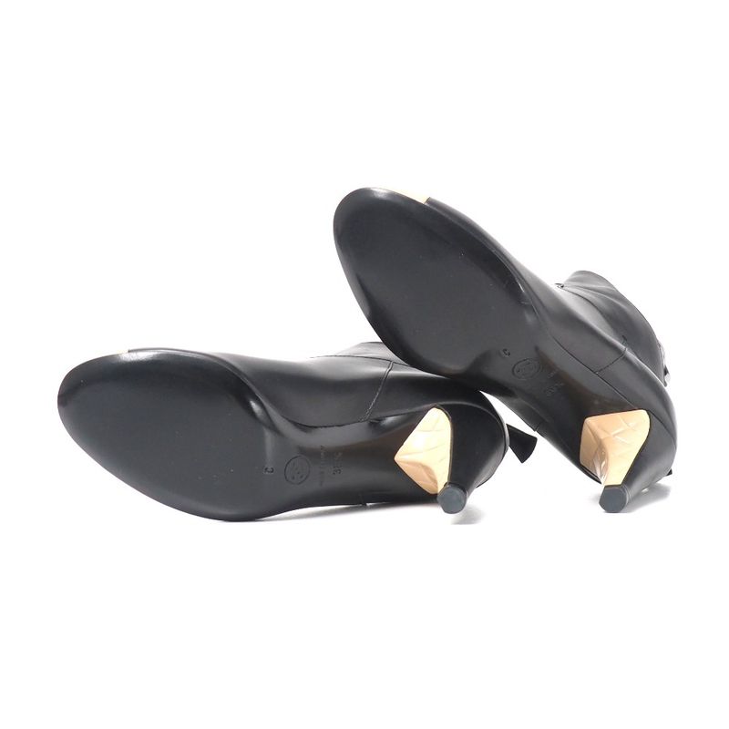 Chanel Boots Size 36 1 2 C Coco Mark CC Logo Short Strap High Heel Bicolor