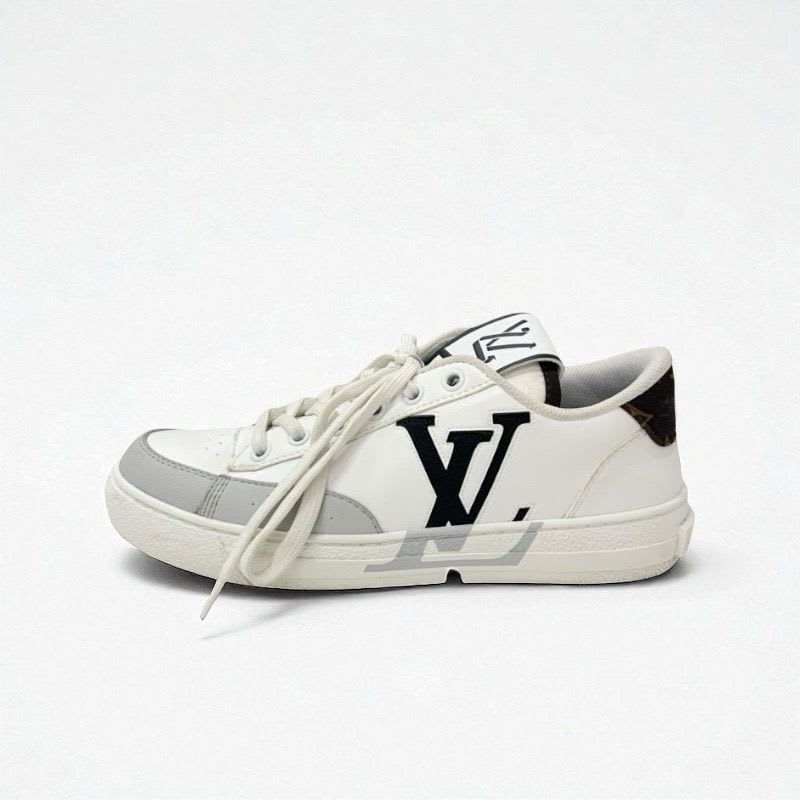 Louis Vuitton Charlie Line Monogram Sneakers Shoes Leather White Gray Black