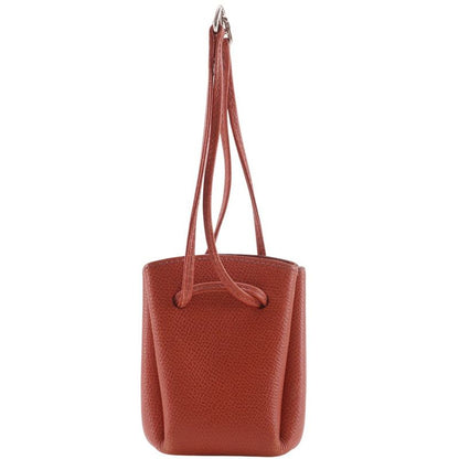 Hermes Vespa Pouch Drawstring Leather Orange □G Ladies Pouch