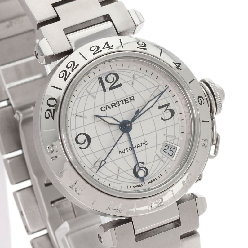 Cartier W31078m7 Pasha C Meridian Watch SS Boys