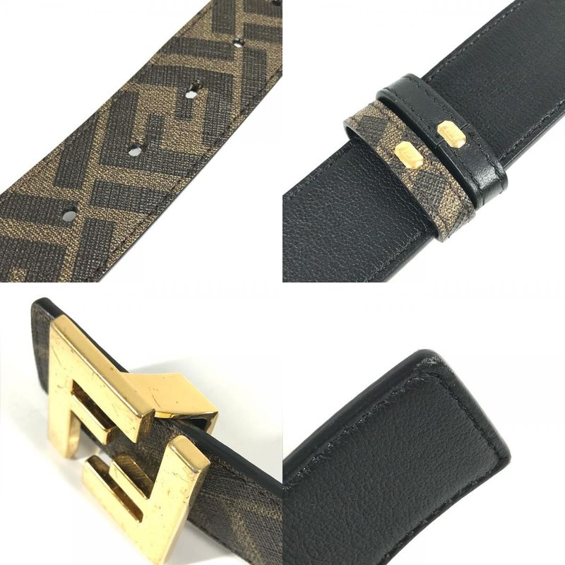 Fendi Belt Zucca Logo Leather Brown