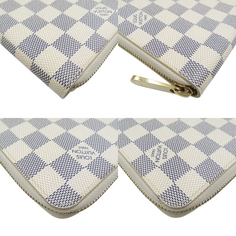 Louis Vuitton Damier Azure Zippy Organizer N60012 Gold Hardware White Round