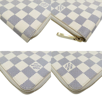 Louis Vuitton Damier Azure Zippy Organizer N60012 Gold Hardware White Round