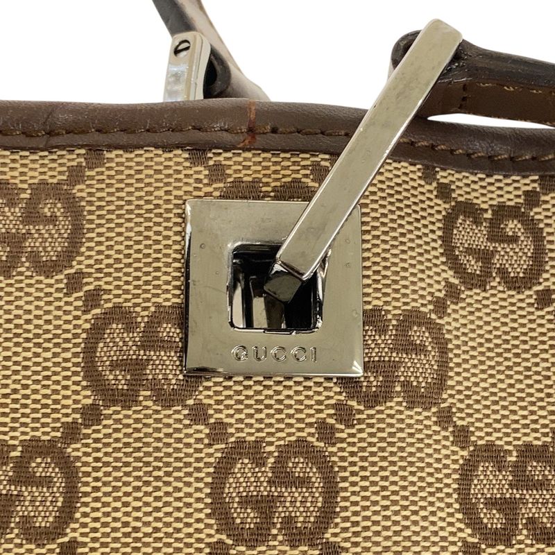 Gucci Beige Brown Silver Hardware GG Canvas 31244 Tote Bag Shoulder Bag Women