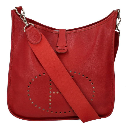 Hermes Evelyn GM Taurillon Clemence Women's Handbag Rouge Vif Excellent