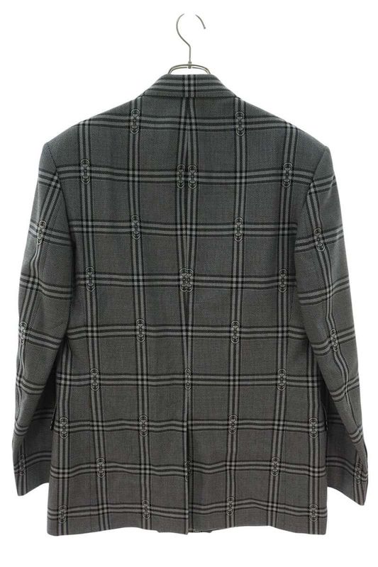 Gucci 781621 Zaopd Horsebit Wool Check Jacket Men's 48